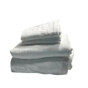 Aqua For Bloomingdale’s Queen 4 Pce Sheet Set French Linen Snow White Open Box